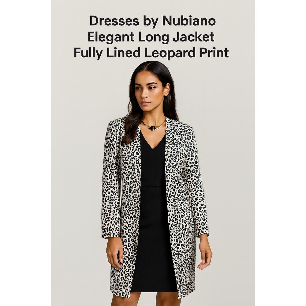 Dresses by Nubiano Long Jacket Leopard Print Fully Lined Black Women’s 16 Sale!!